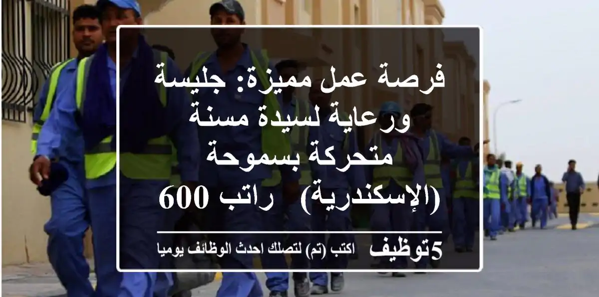 فرصة عمل مميزة: جليسة ورعاية لسيدة مسنة متحركة بسموحة (الإسكندرية) - راتب 6000 جنيه